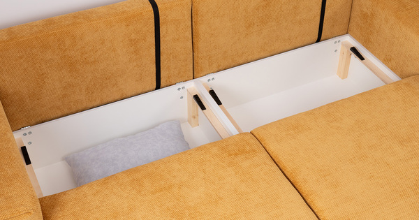 Диван-кровать прямой Оксфорд 714 композиция 3, STORM 8 горчичный, модульная система