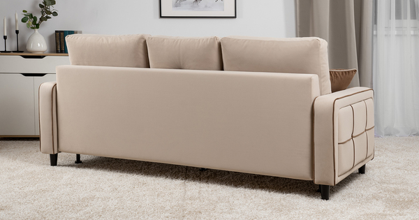 Диван-кровать прямой Черри ТД 284 велюр Irida 02 светло-бежевый, Эвита шоколад бежево-коричневый