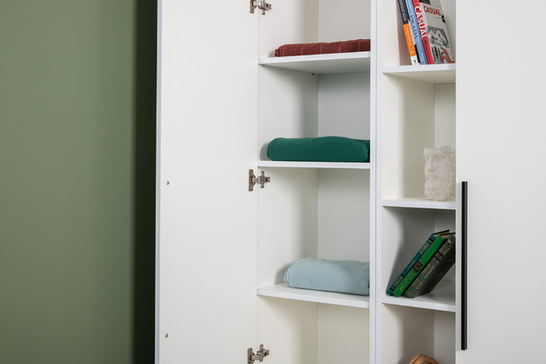 Шкаф-пенал Эйр 16.324.01 белый РЕ шагрень, собирается на любую сторону