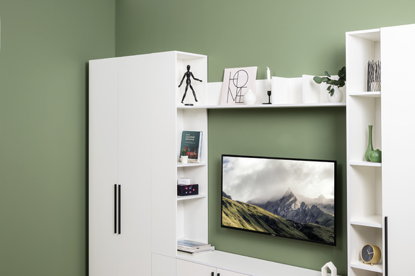 Шкаф торцевой Эйр 16.323 белый PE шагрень, собирается на любую сторону