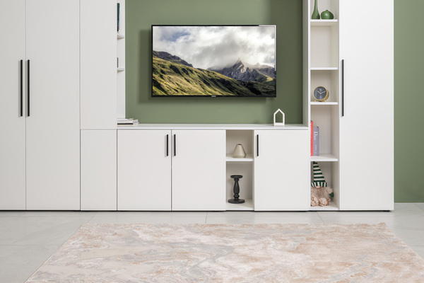 Тумба под ТВ Эйр 16.55 белый PE шагрень, собирается на любую сторону