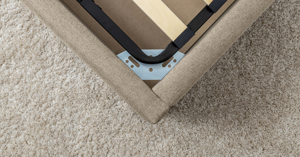 Кровать Миа 180 рогожка бежево-коричневый, кант желтовато-коричневый с ортопедическим основанием и подъемным механизмом