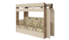 Кровать детская двухъярусная Карамель 75 ясень шимо темный/светлый, диван - велюр Газета (сборка на любую сторону) спальное место верх 80х190, низ 120х185