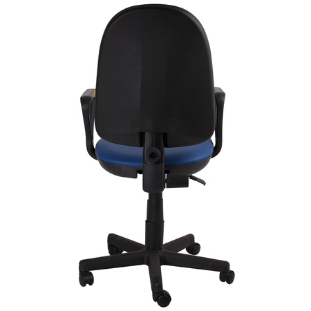 Кресло Престиж Самба обивка кожзам синий, подлокотники пластик, крестовина пластик, механизм отклонения спинки