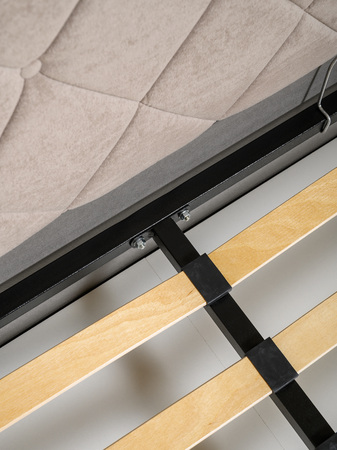 Кровать Марион 140 велюр OCEAN 005 темно-бежевый с ортопедическим основанием и подъемным механизмом (спальное место 140 х 200)