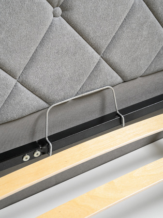 Кровать Марион 140 велюр OCEAN 023 серый с ортопедическим основанием и подъемным механизмом (спальное место 140 х 200)