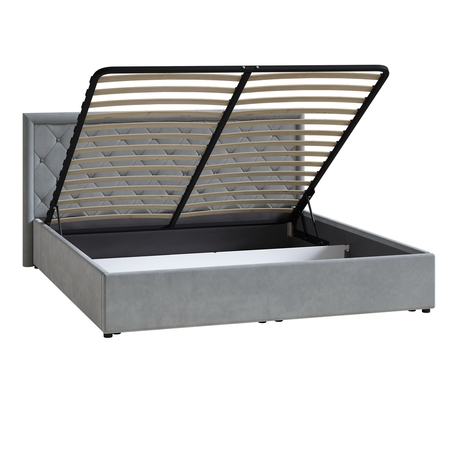 Кровать Марион 180 велюр OCEAN 023 серый с ортопедическим основанием и подъемным механизмом (спальное место 180 х 200)