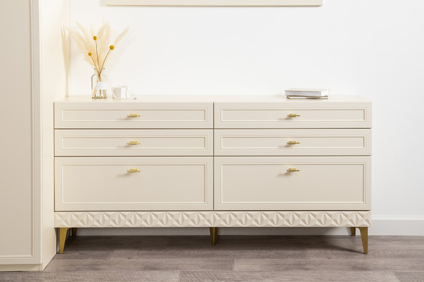 Комод Марион 16.256 Слоновая кость С341 PE, Слоновая кость 6898 ПВХ, Белый PE шагрень