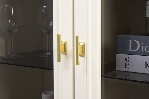 Гостиная Марион композиция 1 слоновая кость С341 PE, слоновая кость 6898 ПВХ, белый PE шагрень (собирается на любую сторону)