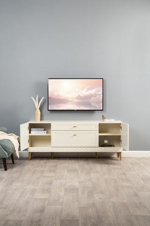 Гостиная Марион композиция 3 слоновая кость С341 PE, слоновая кость 6898 ПВХ, белый PE шагрень (собирается на любую сторону)