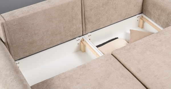 Диван-кровать прямой Тэдди 1502 композиция 1, букле Pique 006 бежевый, модульная система